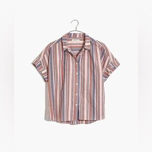 Madewell Linen-Blend Hilltop Shirt in‎ Rainbow Stripe